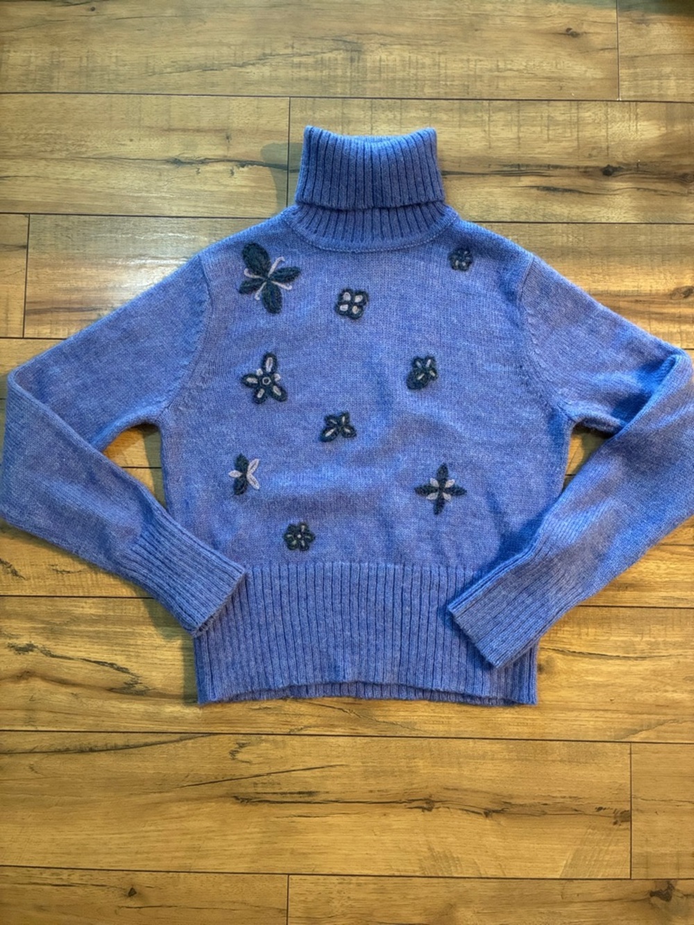 Ann Taylor Floral Wool Turtleneck Sweater